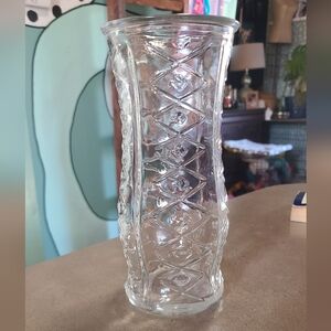 Vintage E O Brody Midcentury Diamond In Diamond Glass Vase